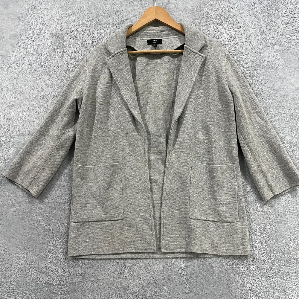J.CREW 365 Solid Gray Sophie Open Sweater Blazer Jacket Top Small Cottage Career